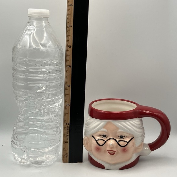 4 Vintage Pottery Barn Mugs / Mrs. Santa Claus / Ceramic 3" / Christmas / Flaws - Picture 2 of 16